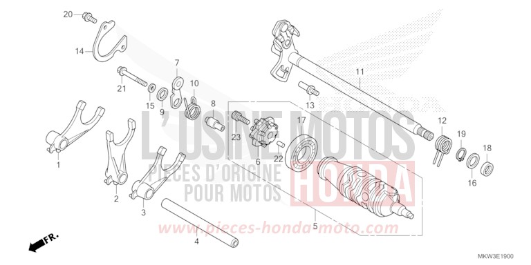 BARILLET DE SELECTION (NC750XA) de NC750X "Méca" MAT BALLISTIC BLACK METALLIC (NHA86) de 2023